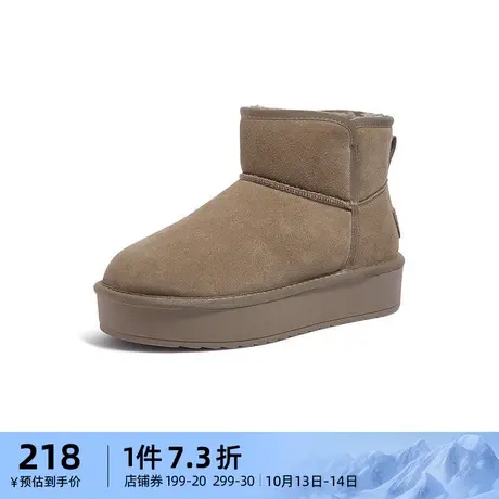 骆驼女鞋2023冬季新款加绒保暖雪地靴女款圆头短靴时尚百搭女靴子商品大图