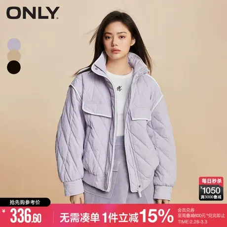 ONLY秋冬百搭质感保暖拼接翻领宽松棉服女|124322002商品大图