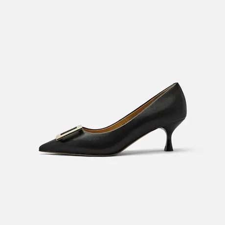 Nine West/玖熙2025年春季新款细跟高跟鞋女方扣绒面通勤单鞋女图片
