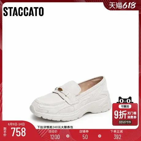 思加图2025新款复古乐福鞋一脚蹬厚底增高单鞋女鞋子D5006AA5商品大图