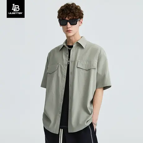 Lilbetter衬衫男高级感衬衣男士港风痞帅寸衫夏季短袖外套上衣潮商品大图