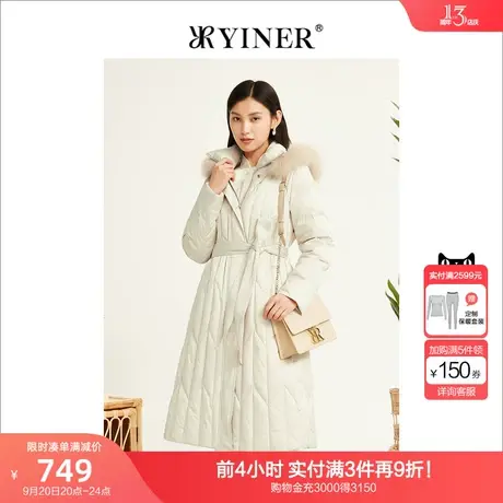 YINER音儿女装2022冬新款狐狸毛领鸭绒羽绒服商品大图