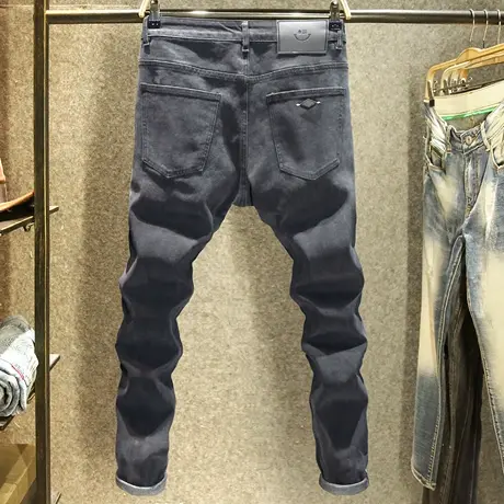 黑色秋季牛仔裤男士修身小脚裤2023新款潮流百搭简约休闲裤子春秋商品大图