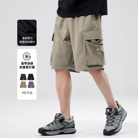 清仓特卖hansca山系户外工装短裤男夏季薄款冰丝速干松紧腰五分裤商品大图