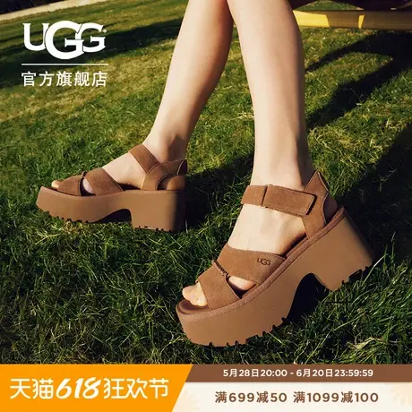UGG夏季新款女士简约舒适时尚厚底坡跟露趾可调节休闲凉鞋1167475图片