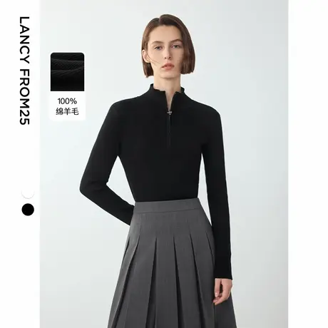 【明星同款】朗姿法式修身气质羊毛衫打底毛针织衫上衣2024冬新款图片