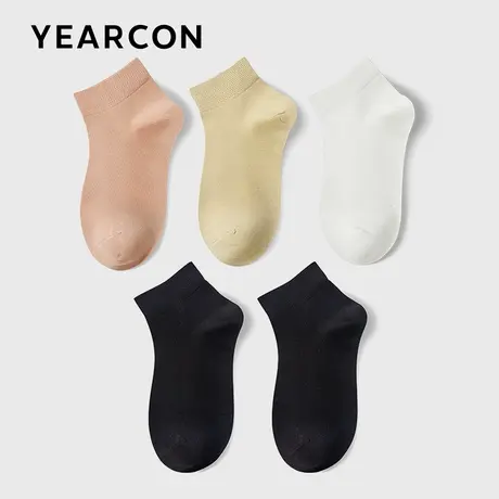 YEARCON/意尔康女袜女士浅口休闲夏季薄款透气船袜5双装女款袜子商品大图