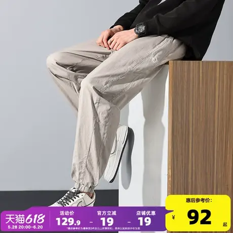 唐狮2025春新款男休闲长裤宽松束脚裤直筒卫裤薄款运动裤子男潮流商品大图