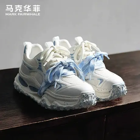 马克华菲正品老爹鞋男气垫软底工作不累脚网面透气潮流百搭休闲鞋商品大图