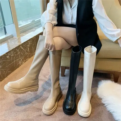 小个子不过膝长筒靴女ins潮2023新款秋冬季百搭韩版显瘦厚底长靴图片