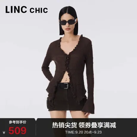 LINCCHIC金羽杰针织衫2023年新款浪漫废土风针织开衫女S233CR402Y商品大图