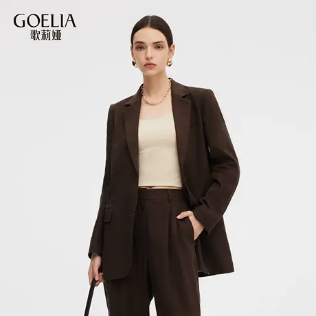 歌莉娅亚麻西装外套女2025新款秋季通勤高级感职场穿搭1E8L6M340图片