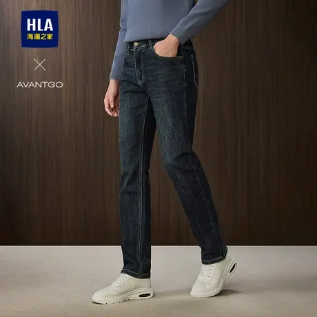 HLA/海澜之家轻商务经典系列牛仔裤2025春夏新款微弹中腰裤子男商品大图