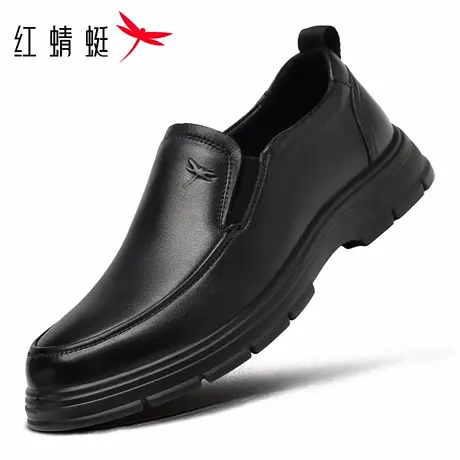 红蜻蜓男鞋新款鞋子男士休闲一脚蹬皮鞋男商务中老年爸爸真皮牛皮商品大图