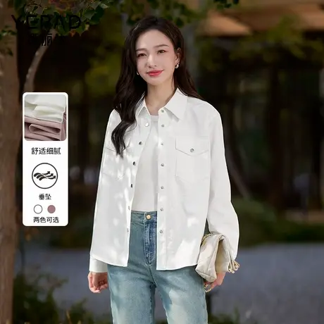 娅丽达职场通勤白色衬衫女2025春季新款大码女装宽松气质休闲衬衣商品大图