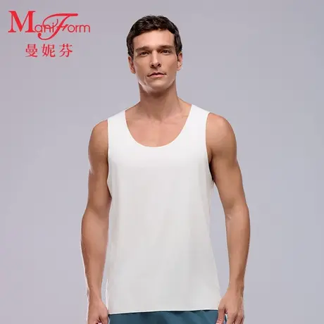 曼妮芬男士背心无痕无袖内穿打底上衣莫代尔薄汗衫运动健身商品大图