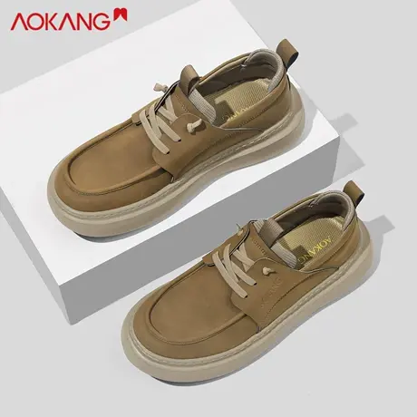 奥康一脚蹬小皮鞋男款秋季休闲板鞋厚底增高鞋子百搭轻便驾车鞋男图片