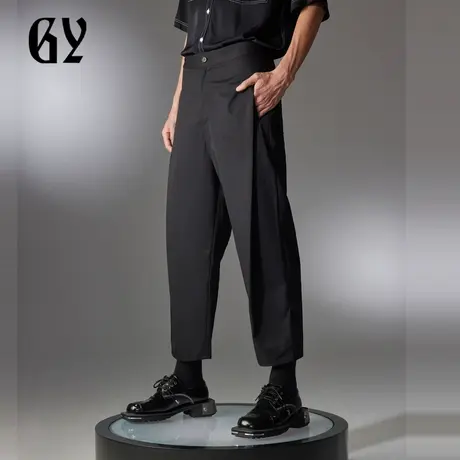 雅戈尔奥莱 GY男装青年休闲时尚褐色宽松垂感九分休闲裤男商品大图