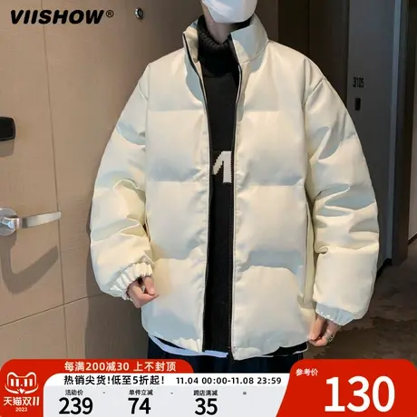 VIISHOW羽绒棉衣男士立领冬季外套短款面包服潮流宽松棉袄PU皮衣商品大图