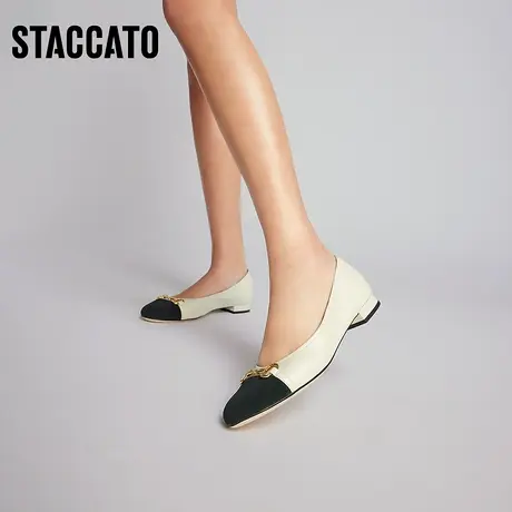 思加图新款小香风通勤平底鞋低跟单鞋一脚蹬女EE211AQ3商品大图