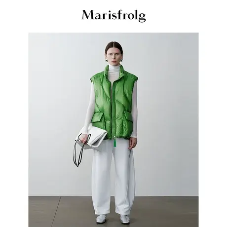 【轻云羽绒】玛丝菲尔冬果绿色外穿轻薄羽绒棉马甲女商品大图