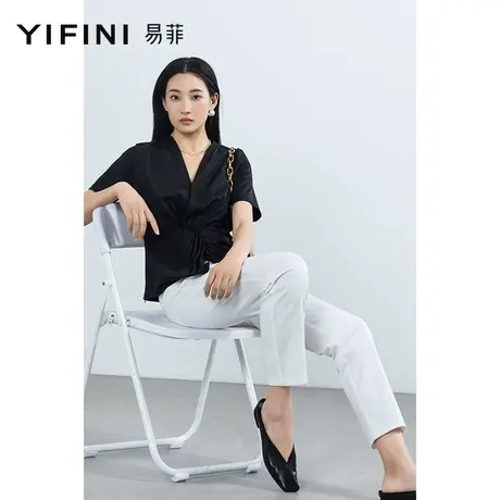 Yifini/易菲简约时尚显瘦九分裤女夏装新款直筒裤小脚裤商品大图