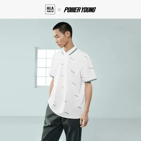 HLA/海澜之家POWER YOUNG短袖凉感POLO衫23春夏新满身字母短袖男商品大图