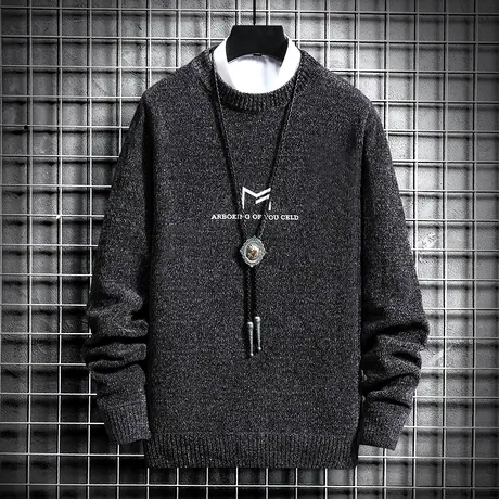 雪尼尔毛衣男秋冬2023新款韩版潮流男士针织衫冬季加绒加厚打底衫商品大图