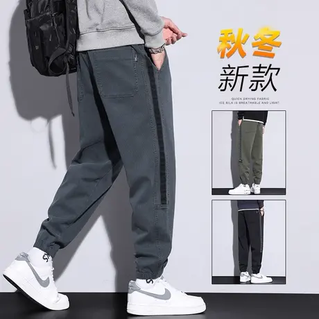 春季春秋款工装休闲裤男士束脚宽松九分老爹哈伦裤子男款夏季男裤商品大图