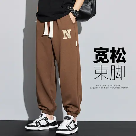 2024新款男生美式高街宽松运动卫裤春季潮牌束脚休闲裤子春天男装商品大图