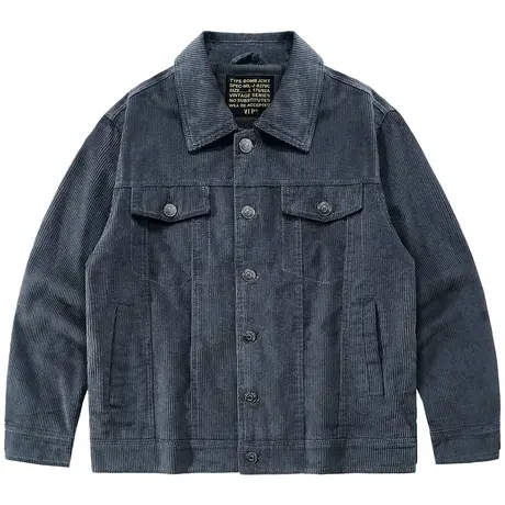 VIP复古灯芯绒外套男士春秋潮流翻领休闲宽松工装条绒夹克衫潮牌商品大图