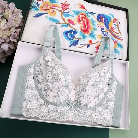 调整型新夏季超薄杯文胸薄款大码透气聚拢无钢圈无海绵女士文胸罩图片