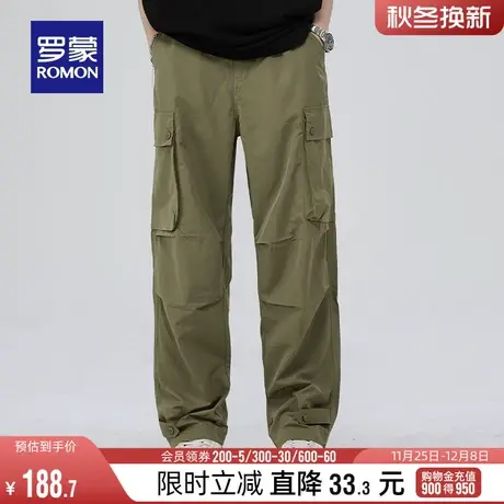 罗蒙男士时尚潮流休闲长裤2023冬季新款宽松百搭户外加厚工装裤男图片