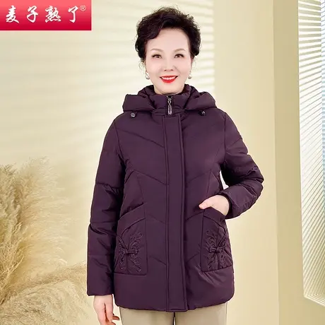 妈妈装秋冬外套加绒加厚2022新款洋气阔太太棉服上衣中老年女装图片