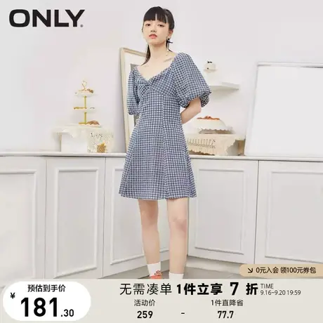 ONLY奥莱夏季几何图案设计肌理感面料牛仔连衣裙女图片