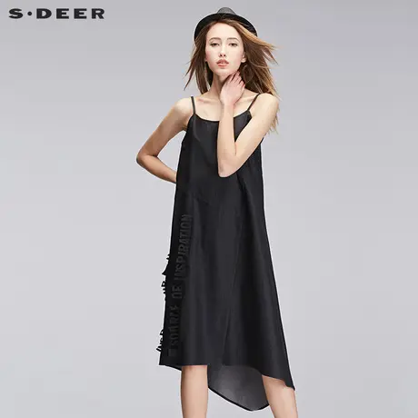 【商场同款】sdeer圣迪奥女装解构分割水洗吊带连衣裙S17281270图片