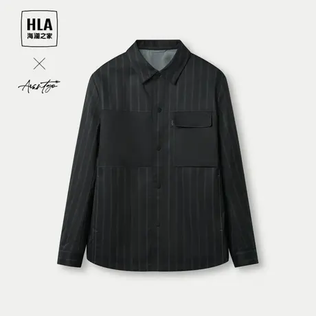 HLA/海澜之家轻商务时尚翻领夹克24春夏新清新休闲防风条纹外套男图片