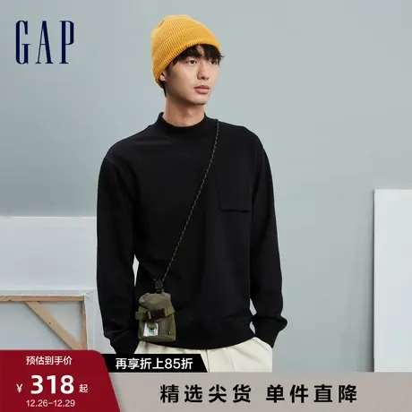 Gap男装冬季新款纯棉宽松半高领时尚百搭卫衣纯色休闲上衣837405商品大图