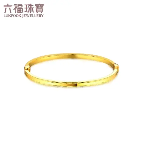 六福珠宝开扣式实心黄金手镯光影金5G足金镯子女计价L12TBGB0004图片