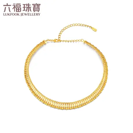 六福珠宝光影金珠影阑珊黄金项圈女款5G光面足金项链计价012179NA图片
