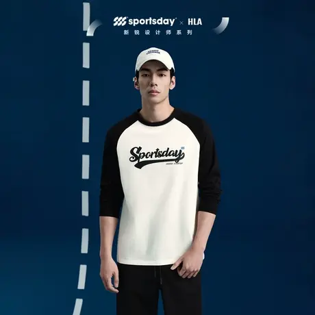 HLA/海澜之家sportsday马术运动长袖T恤24春夏新款插肩内搭上衣男图片