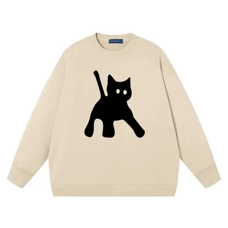 秀洛动漫三脚猫黑猫搞笑国潮搞笑纯棉衣服圆领卫衣男女同款秋冬季商品大图