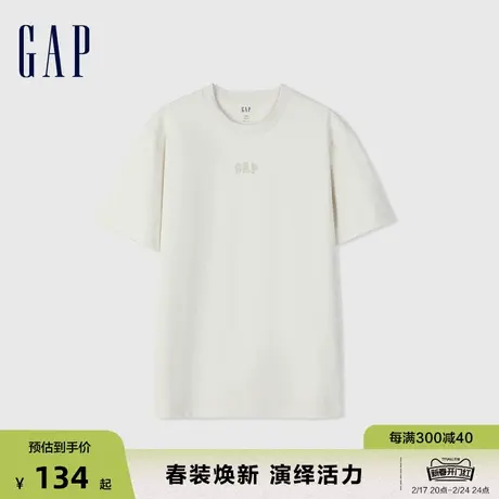 Gap男女装2024春季新款水洗棉圆领短袖T恤多色情侣装上衣885843图片