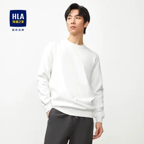 【加绒加厚】HLA/海澜之家针织衫2023秋冬新款凹凸字母保暖毛衣男商品大图