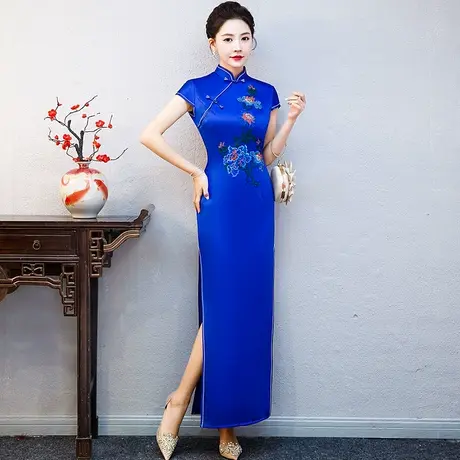 旗袍2023新款夏季复古优雅显瘦长款高端走秀形体礼仪服年轻气质女图片