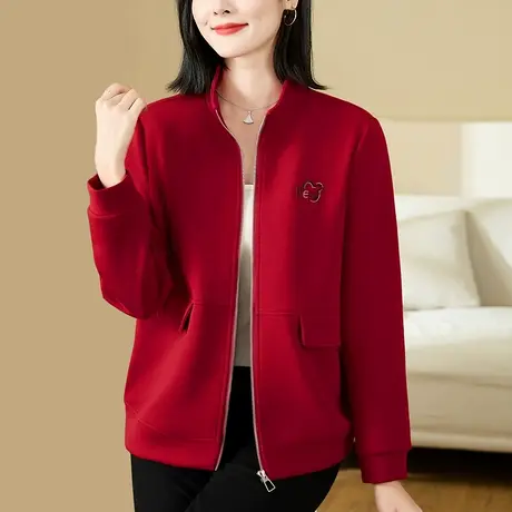 立领卫衣外套2023年春秋季新款时尚宽松休闲上衣女士棉质夹克衫潮图片