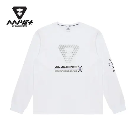 AAPE+运动男装秋冬猿颜字母印花宽松长袖T恤1242XXJ商品大图