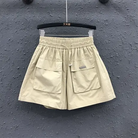 抽绳设计感宽松显瘦A字阔腿裤短裤女2023夏季新款薄款休闲工装裤商品大图