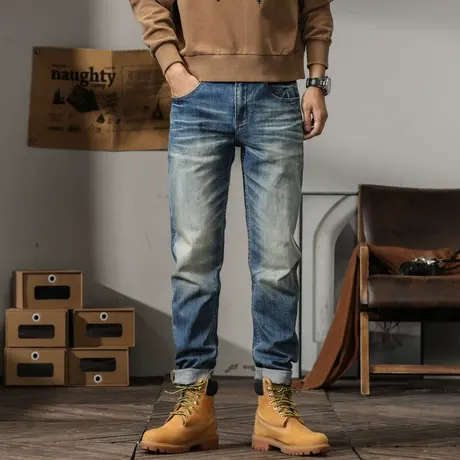 Modi Nick/摩帝尼克时尚百搭男士牛仔裤潮流直筒宽松休闲弹力裤子商品大图