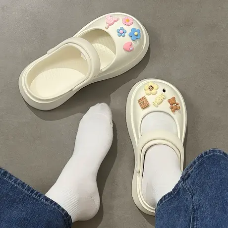 厚底洞洞鞋女款玛丽珍2023新款可爱办公室防滑包头拖鞋女夏季外穿商品大图